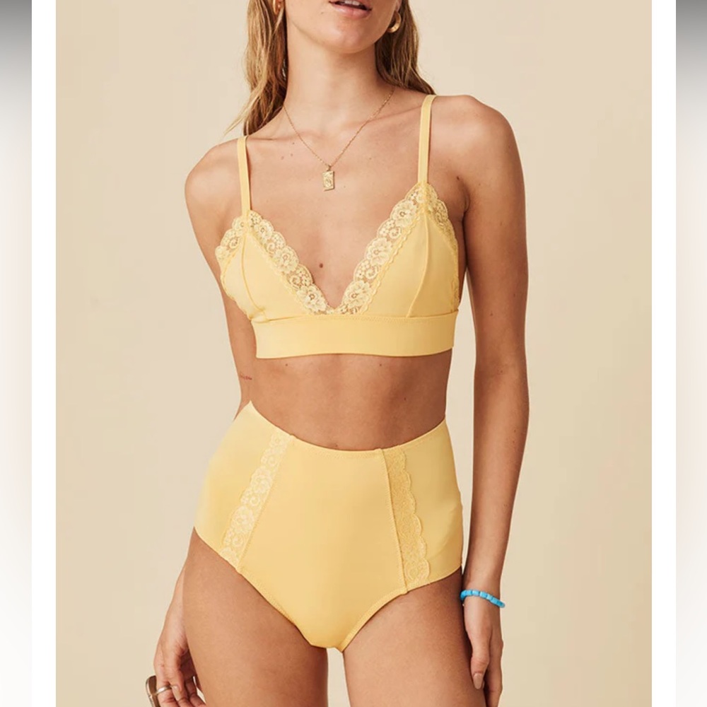 NWT Spell Yellow Boudoir bottoms and bra top Small and Medium